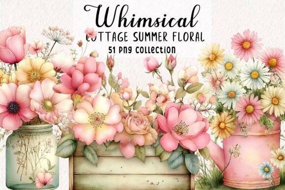 Download Whimsical Cottage Summer Floral Clipart - Whimsical Collection