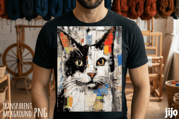 Download Cat Abstract Art Colorful PNG - Premium Resources