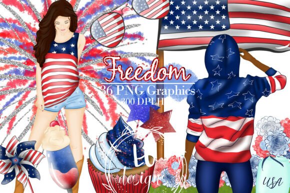 Download 4th of July Clipart, USA Fashion Girl - Fashion Collection