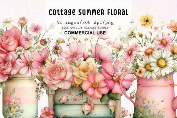 Download Whimsical Cottage Summer Floral Clipart - Whimsical Collection