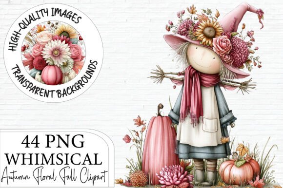Download Whimsical Pink Autumn Floral Clipart - Whimsical Collection