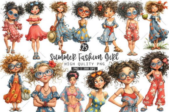 Download Summer Fashion Girl Clipart Bundle - Fashion Collection