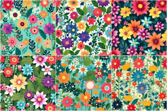 Download Funky Flowers Garden Digital Papers - Premium Resources